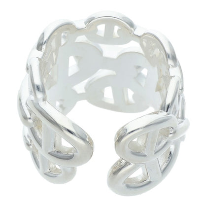 HERMES Chaine d'Ancre Enchainee GM Silver Ring Size 54