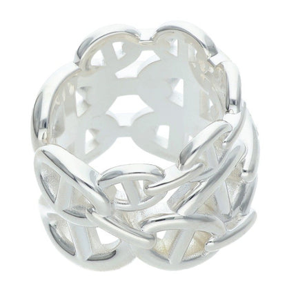 HERMES Chaine d'Ancre Enchainee GM Silver Ring Size 54