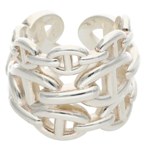 HERMES Chaine d'Ancre Enchainee GM Silver Ring Size 53