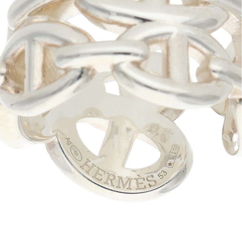 HERMES Chaine d'Ancre Enchainee GM Silver Ring Size JP 13