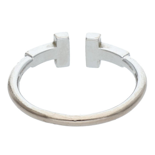 TIFFANY&Co. T Wire 18K WG Diamond Ring Size ONE SIZE