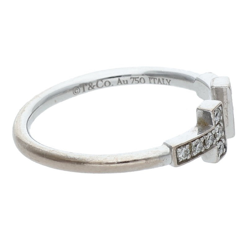 TIFFANY&Co. T Wire 18K WG Diamond Ring Size ONE SIZE