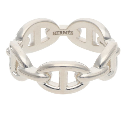 HERMES Chaine d'Ancre Enchainee PM Silver Ring Size 57