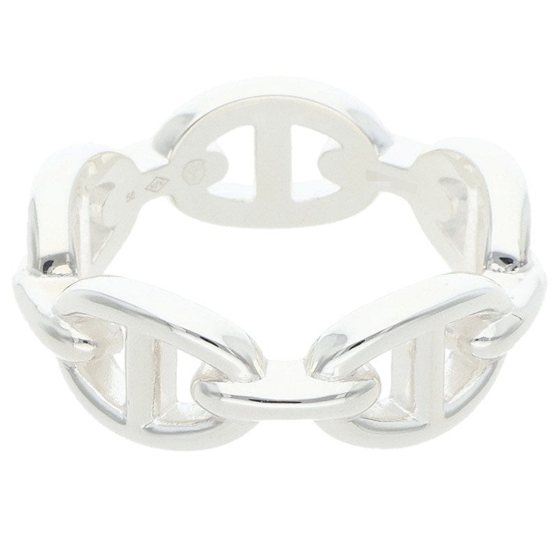 HERMES Chaine d'Ancre Enchainee PM Silver Ring Size 56