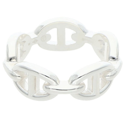HERMES Chaine d'Ancre Enchainee PM Silver Ring Size 56