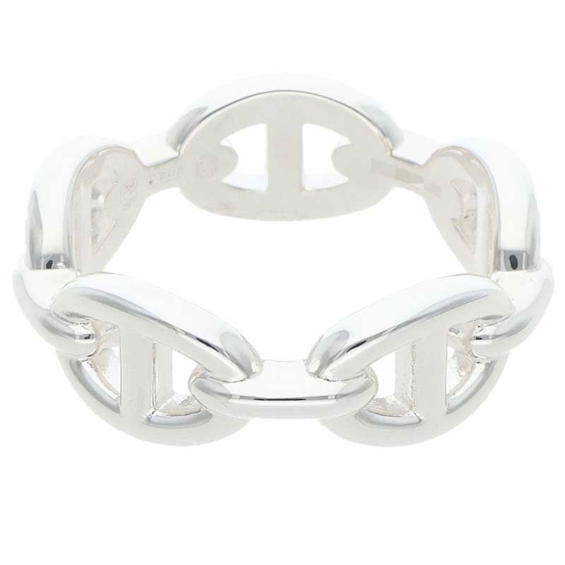 HERMES Chaine d'Ancre Enchainee PM Silver Ring Size 58