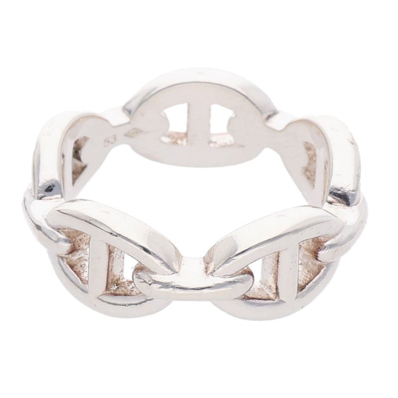 HERMES Chaine d'Ancre Enchainee PM Silver Ring Size 53