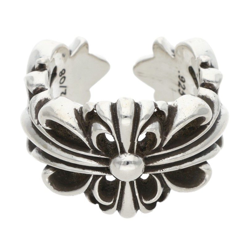 Chrome Hearts DBL FLRL CRS Silver Ring Size JP 14