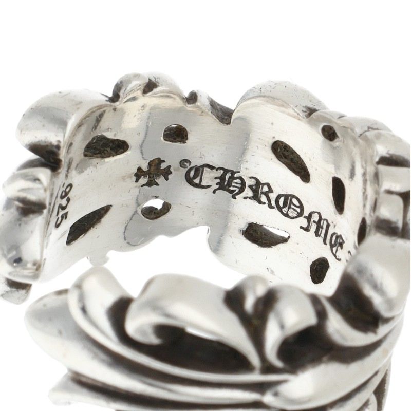 Chrome Hearts DBL FLRL CRS Silver Ring Size JP 14