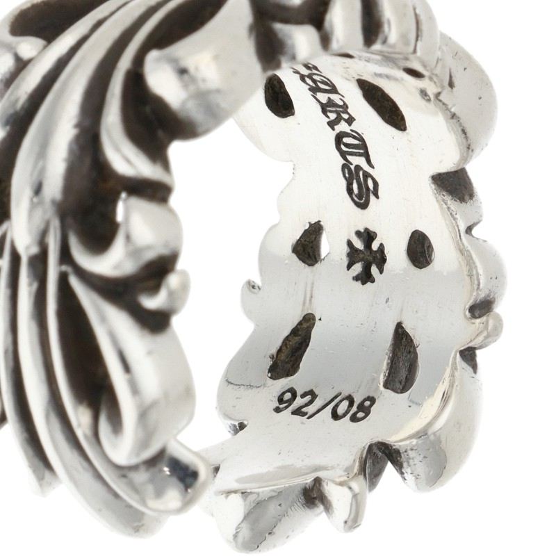 Chrome Hearts DBL FLRL CRS Silver Ring Size JP 14