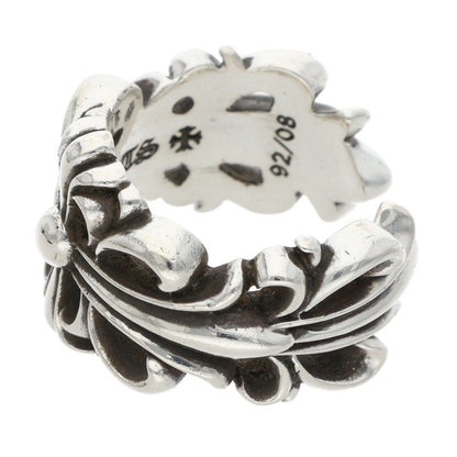 Chrome Hearts DBL FLRL CRS Silver Ring Size JP 14