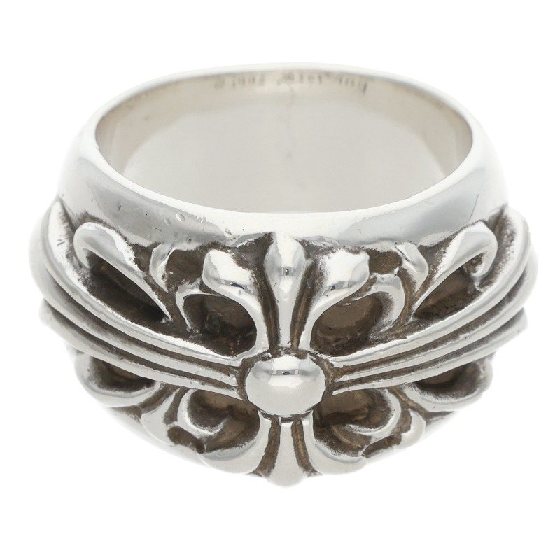 Chrome Hearts FLRL CRS Floral Cross Silver Ring Size 11.5