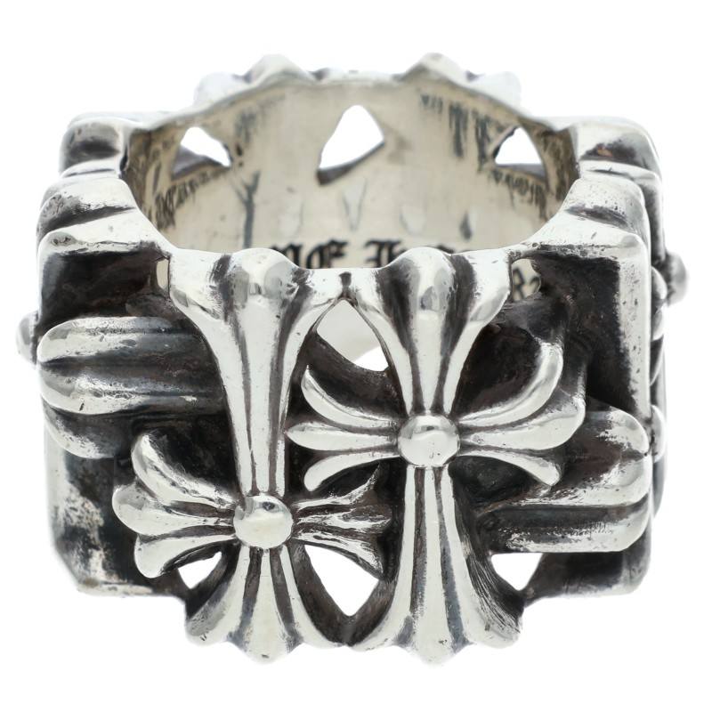 Chrome Hearts SQUARE CEMETERY Cross Silver Ring Size JP 9