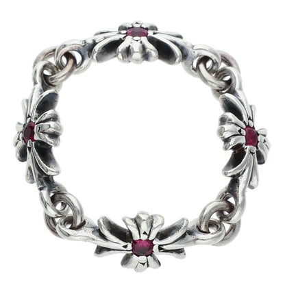 Chrome Hearts TINY E CH PLUS Ruby Silver Ring Size ONE SIZE