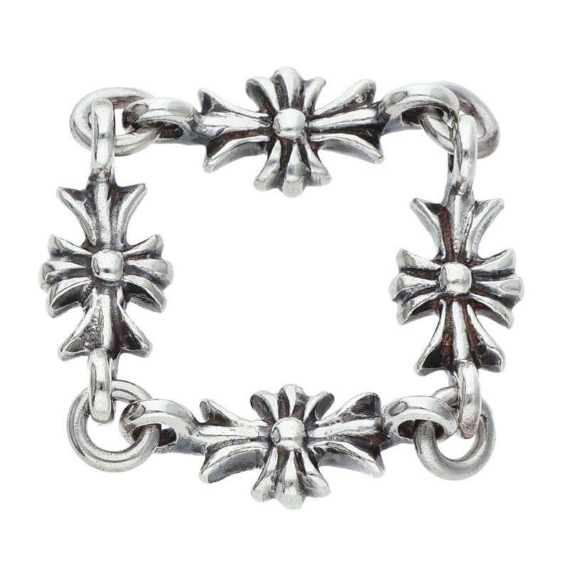 Chrome Hearts TINY E CH PLUS Ruby Silver Ring Size ONE SIZE