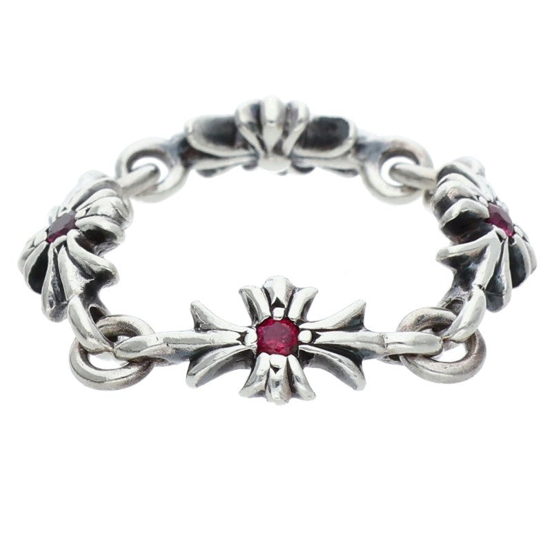 Chrome Hearts TINY E CH PLUS Ruby Silver Ring Size ONE SIZE