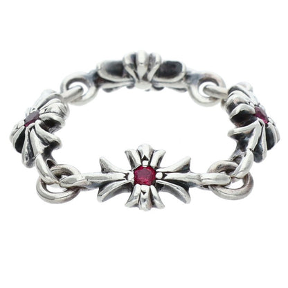 Chrome Hearts TINY E CH PLUS Ruby Silver Ring Size ONE SIZE