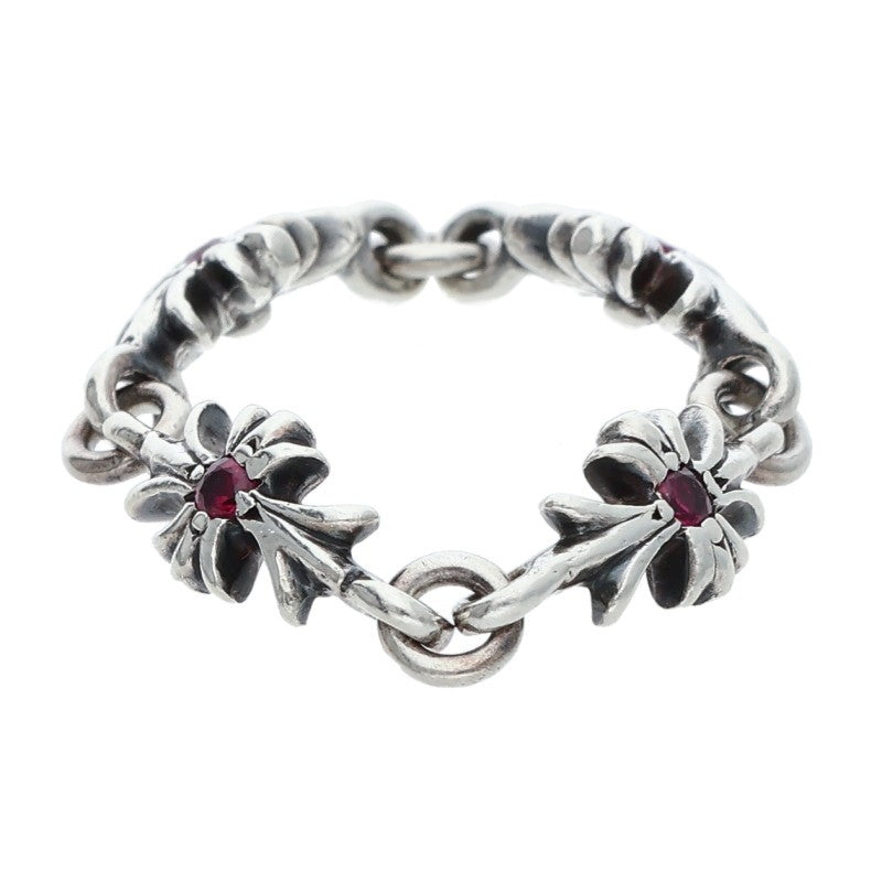 Chrome Hearts TINY E CH PLUS Ruby Silver Ring Size ONE SIZE