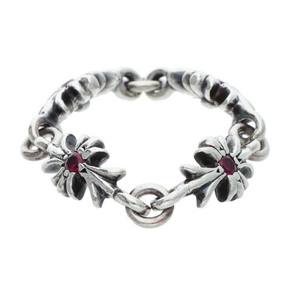 Chrome Hearts TINY E CH PLUS Ruby Silver Ring Size ONE SIZE