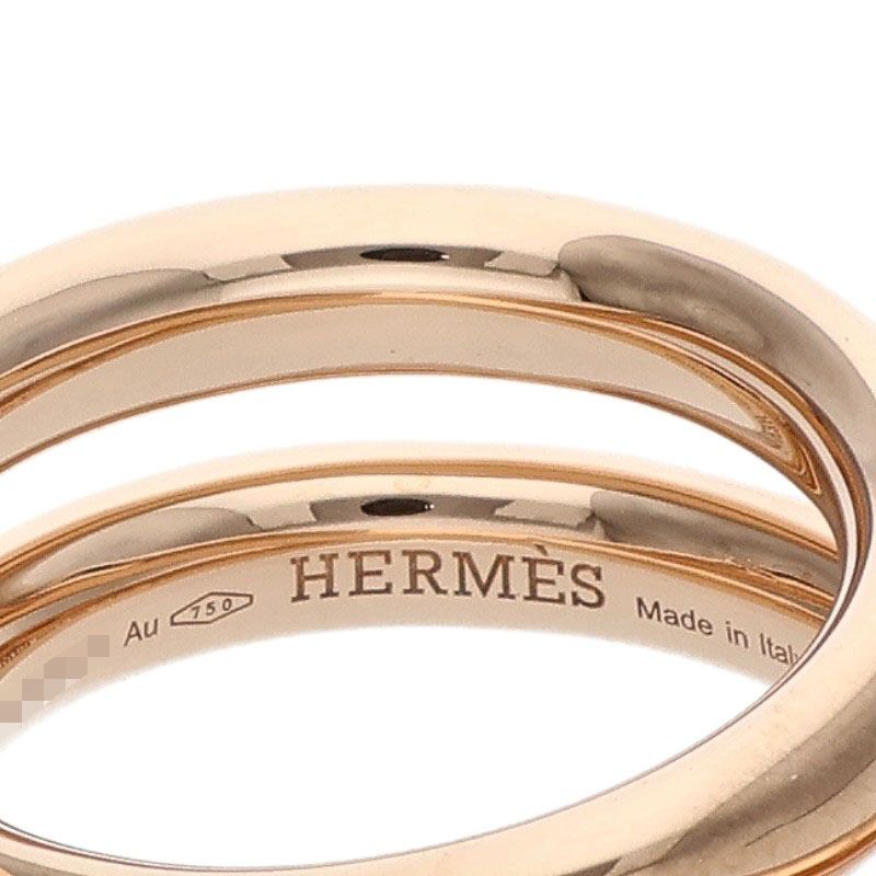 HERMES Vertige K18 Pink Gold Ring Size JP 13