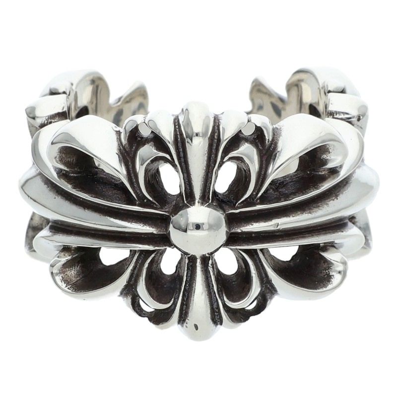 Chrome Hearts DBL FLRL CRS 925 Silver Ring Size 19.5