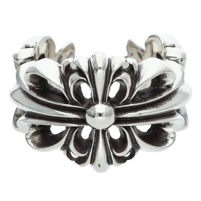 Chrome Hearts DBL FLRL CRS 925 Silver Ring Size 19.5