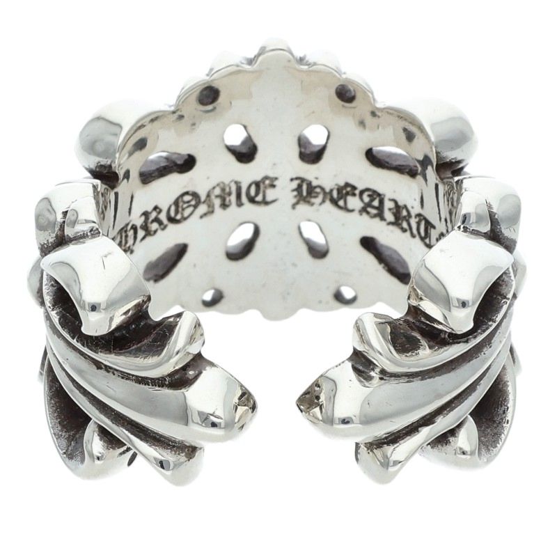 Chrome Hearts DBL FLRL CRS 925 Silver Ring Size 19.5