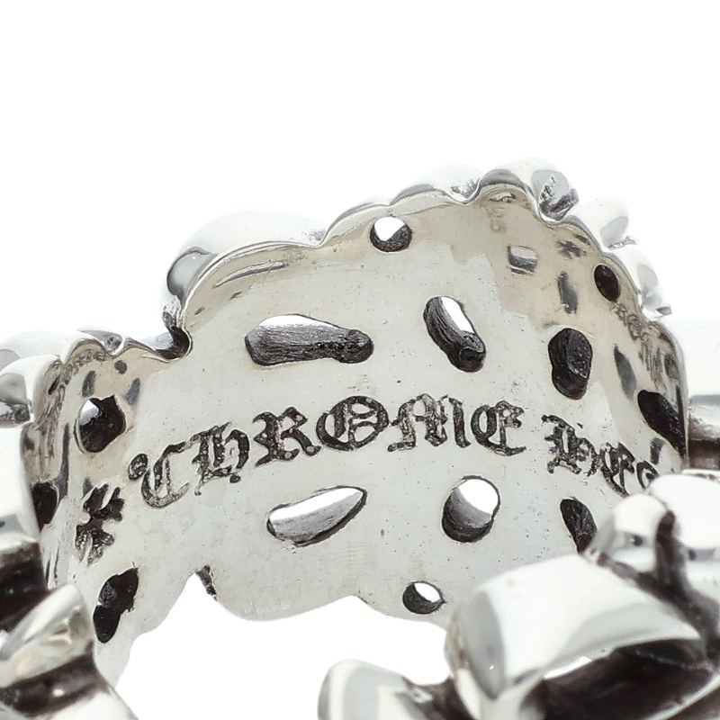 Chrome Hearts DBL FLRL CRS 925 Silver Ring Size 19.5