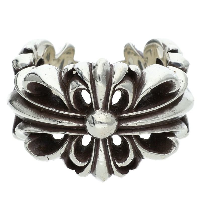 Chrome Hearts DBL FLRL CRS 925 Silver Ring Size 19.5