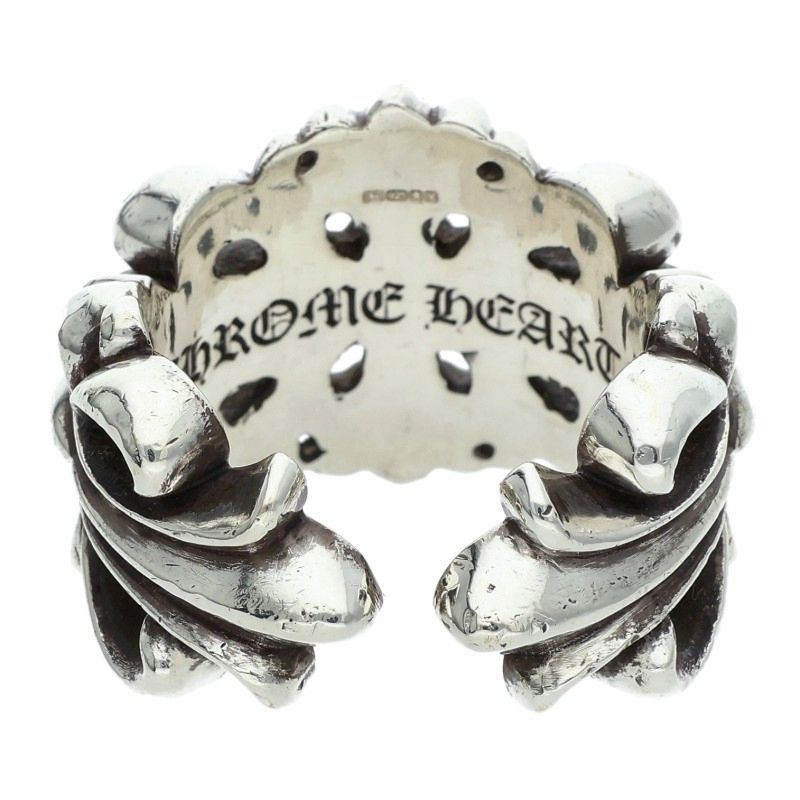Chrome Hearts DBL FLRL CRS 925 Silver Ring Size 19.5