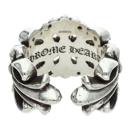 Chrome Hearts DBL FLRL CRS 925 Silver Ring Size 19.5