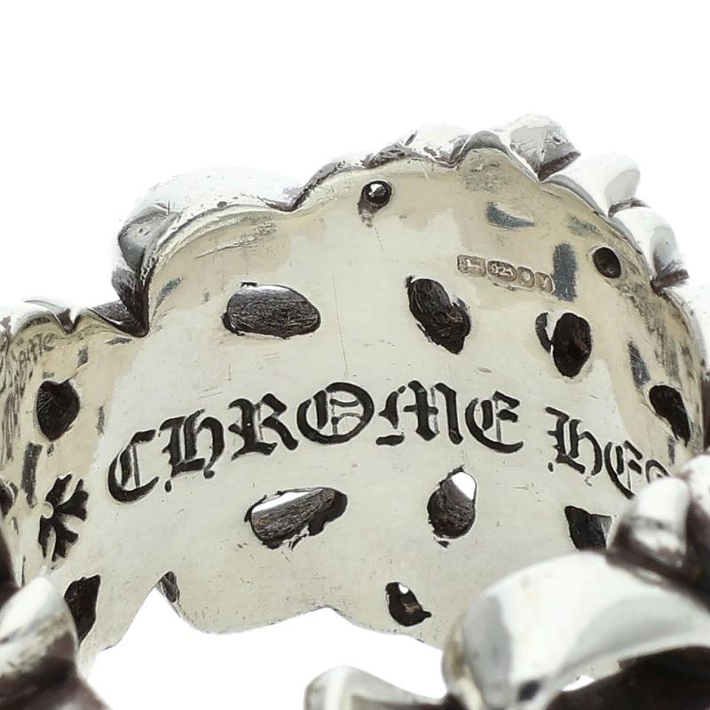Chrome Hearts DBL FLRL CRS 925 Silver Ring Size 19.5