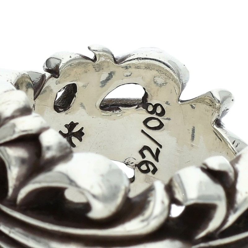 Chrome Hearts DBL FLRL CRS 925 Silver Ring Size 19.5