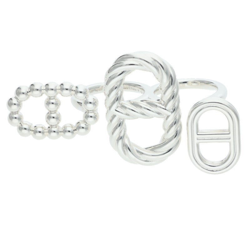 HERMES Area II Double Silver Ring Size 54