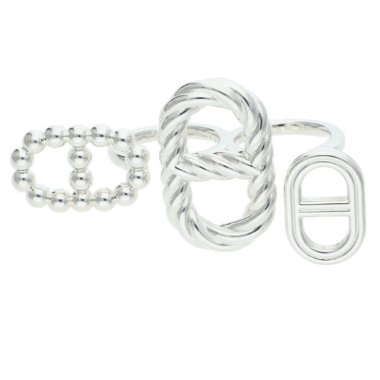 HERMES Area II Double Silver Ring Size 54
