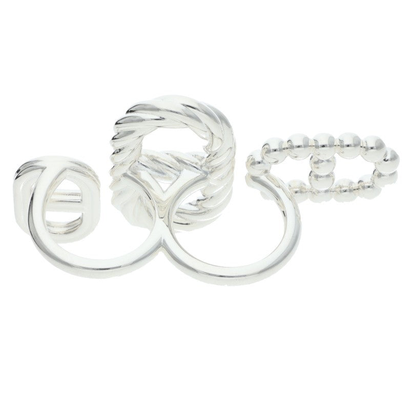 HERMES Area II Double Silver Ring Size 54