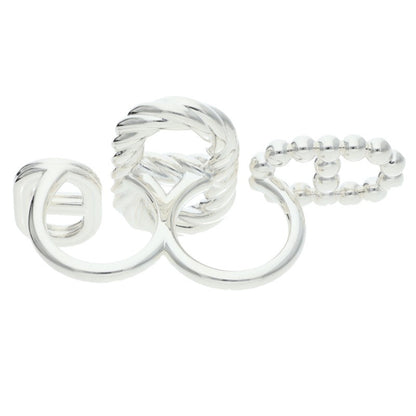 HERMES Area II Double Silver Ring Size 54