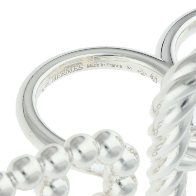 HERMES Area II Double Silver Ring Size 54