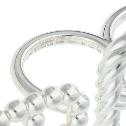 HERMES Area II Double Silver Ring Size 54