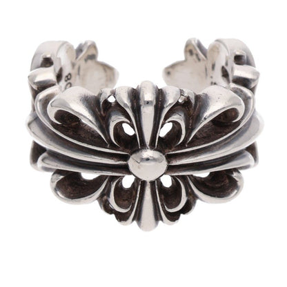 Chrome Hearts DBL FLRL CRS 925 Silver Ring Size ONE SIZE