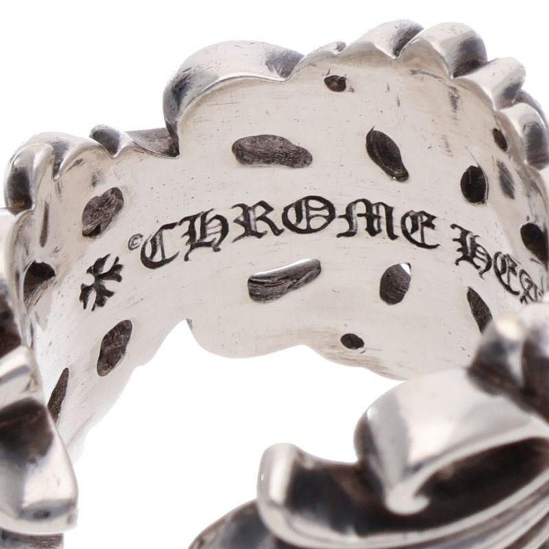 Chrome Hearts DBL FLRL CRS 925 Silver Ring Size ONE SIZE