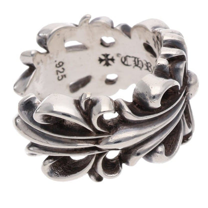 Chrome Hearts DBL FLRL CRS 925 Silver Ring Size ONE SIZE