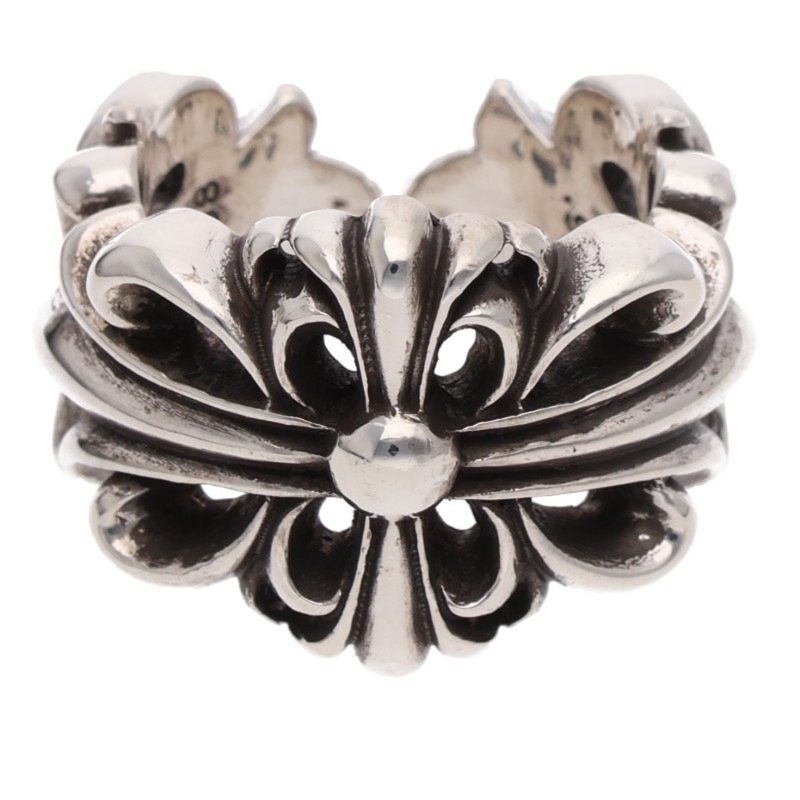 Chrome Hearts DBL FLRL CRS 925 Silver Ring Size 10.5
