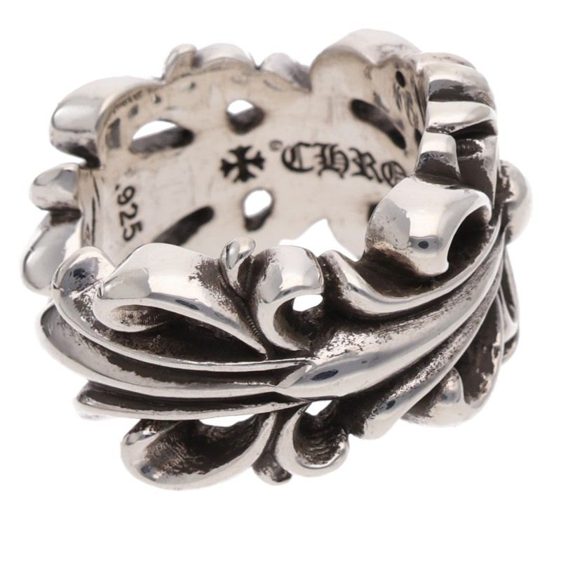 Chrome Hearts DBL FLRL CRS 925 Silver Ring Size 10.5