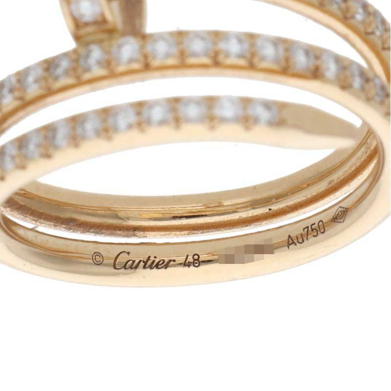 Cartier JUSTE UN CLOU SM K18PG Pave Diamond Ring Size JP 9