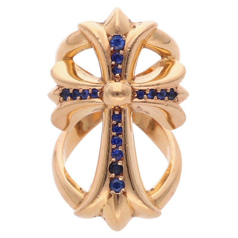 Chrome Hearts 22K Sapphire Infinity Cross Ring Size JP 14