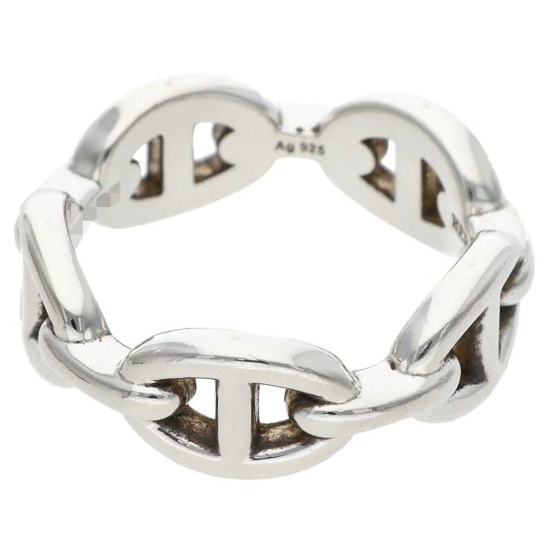 HERMES Chaine d'Ancre Enchainee PM Silver Ring Size 55