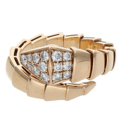 BVLGARI Serpenti Viper Top Diamond Coil Ring Size JP 13