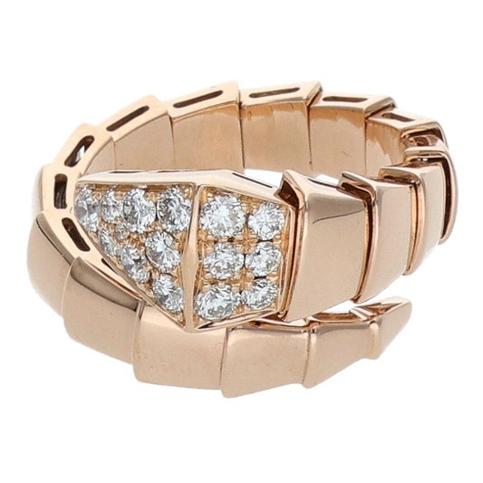 BVLGARI Serpenti Viper Top Diamond Coil Ring Size JP 14