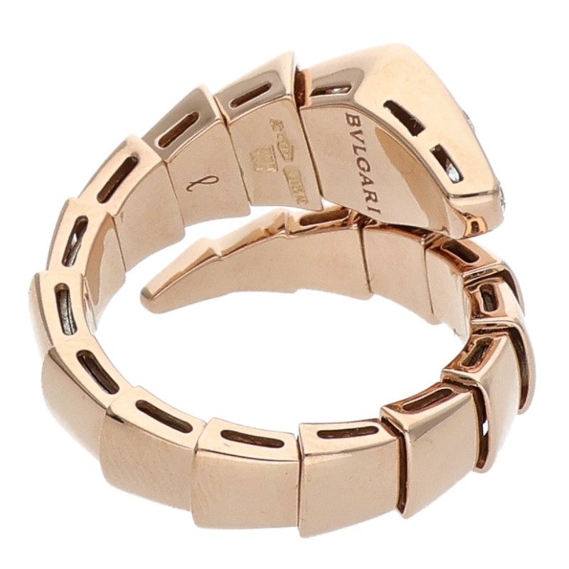 BVLGARI Serpenti Viper Top Diamond Coil Ring Size JP 14